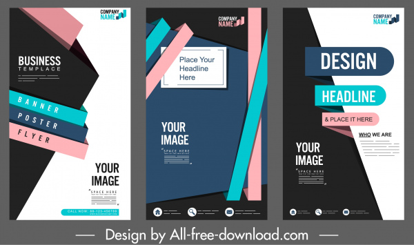corporate posters templates colorful modern abstract technology decor