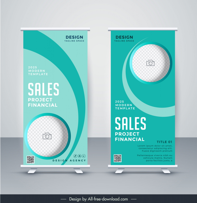 corporate roll up banner template elegant checkered circle curves