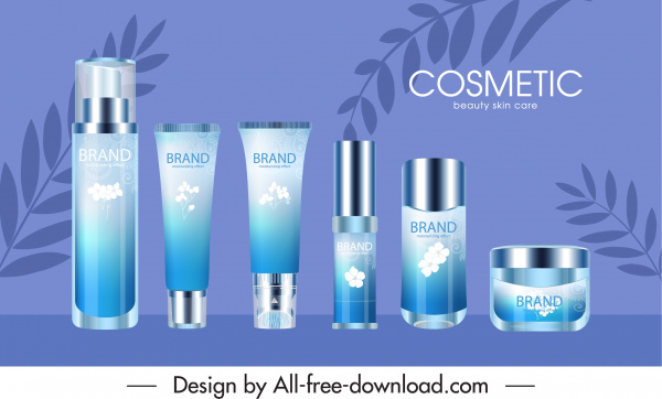 cosmetic advertisement poster elegant blue decor modern design