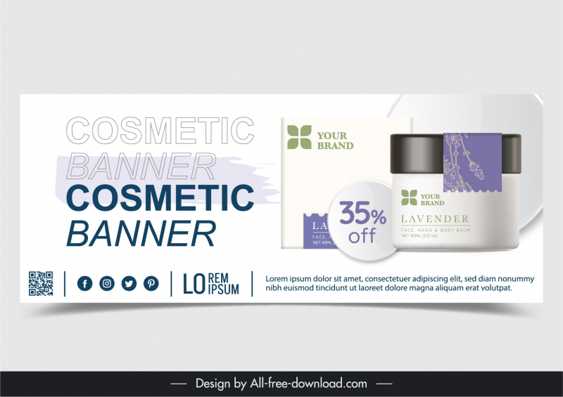  cosmetic  sale banner template  elegant can flowers