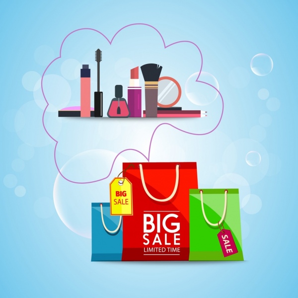 cosmetic sales background shopping bag makeup tools ornament