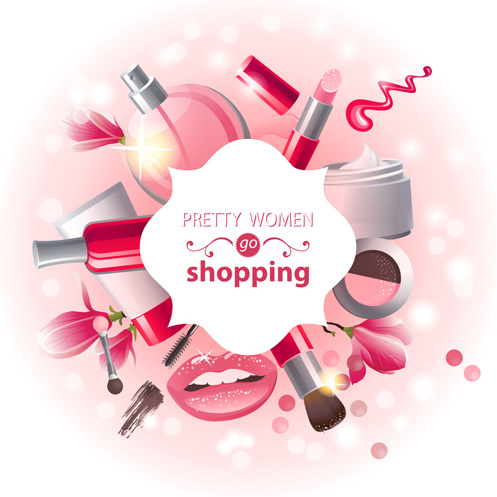 cosmetic with beauty background vector