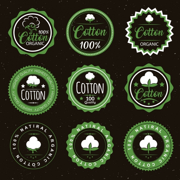 cotton products seals collection various circles flat design