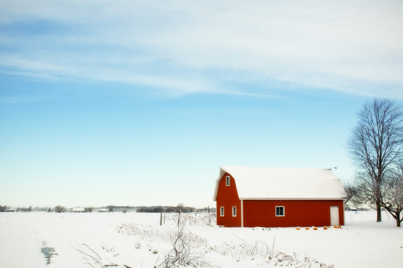 countryside landscape picture snowy barn scene 