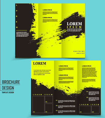 cover brochure black with green grunge vector 