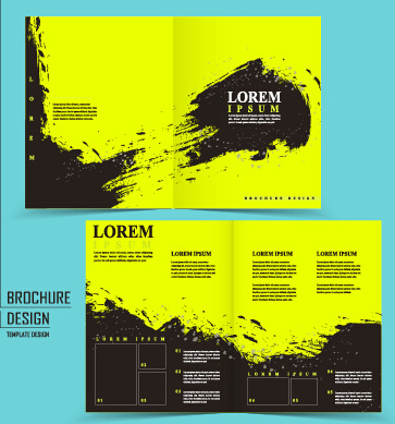 cover brochure black with green grunge vector 