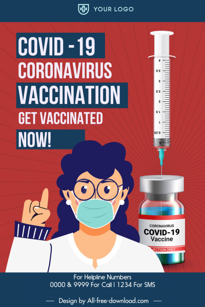 covid19 vaccination banner doctor vaccine injection needle sketch