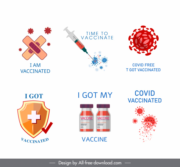 covid19 vaccination design elements virus medical symbols sketch