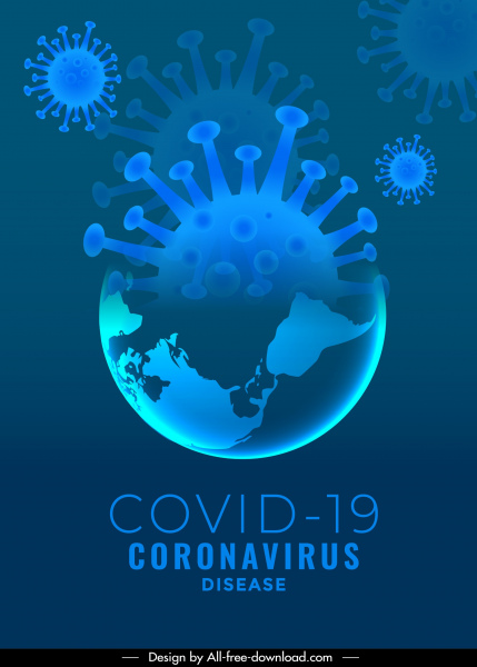covid 19 banner template virus shaped earth sketch