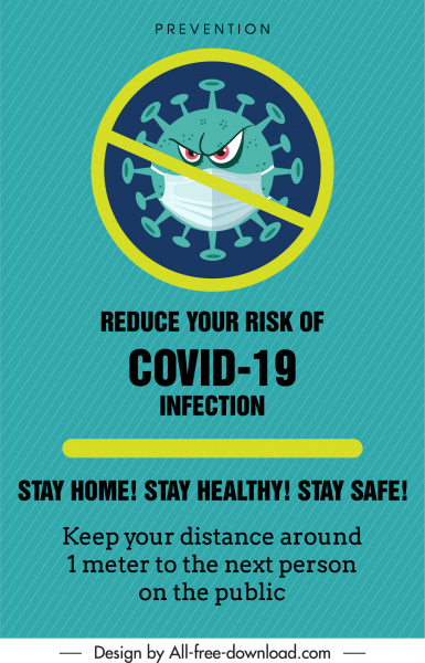 covid poster template cross stylized virus sketch