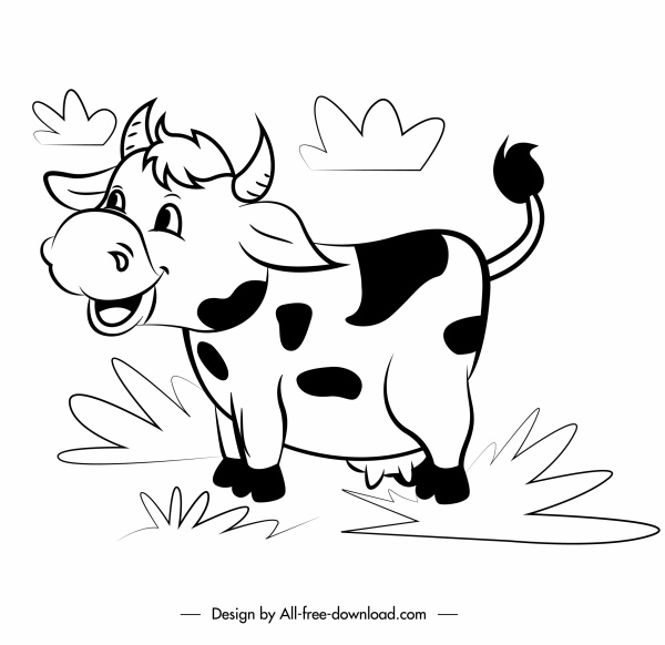 cow animal icon cute handdrawn sketch