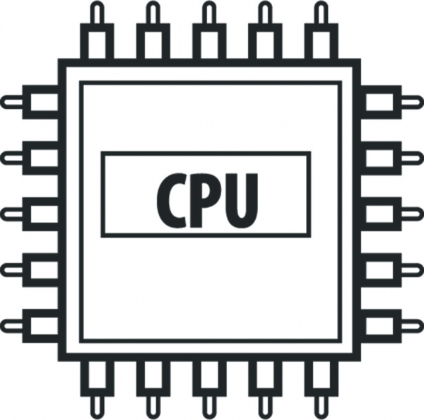 cpu simple icon vector line art black and white