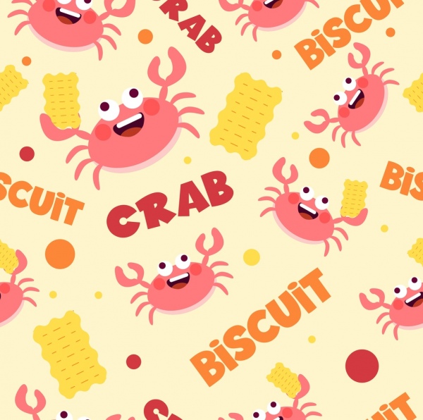 crab biscuit background funny repeating icons decor