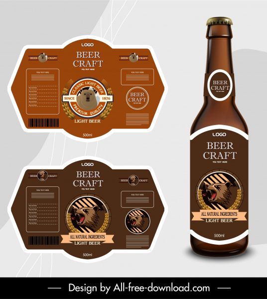 craft beer template classic brown bear decor