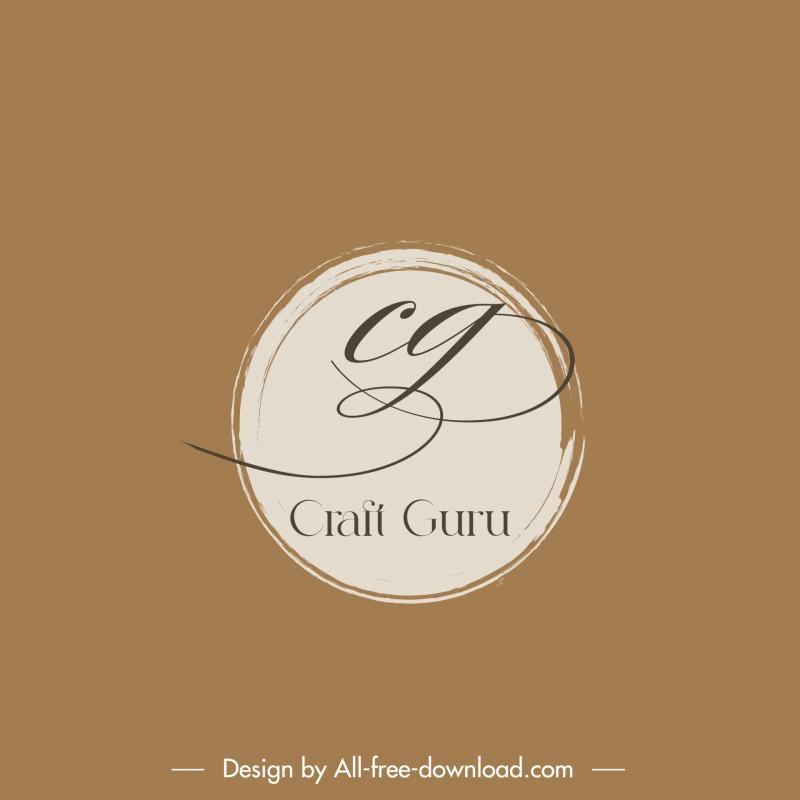 craft guru logo flat handdrawn text circle shape