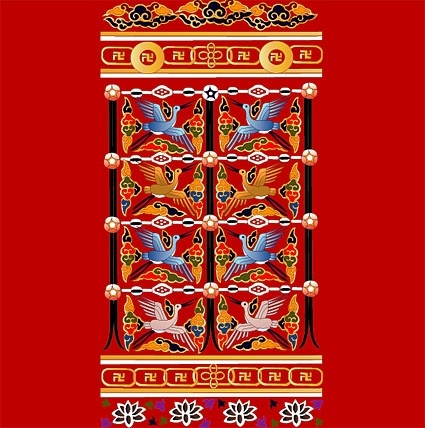 crane with auspicious chinese classical pattern vector