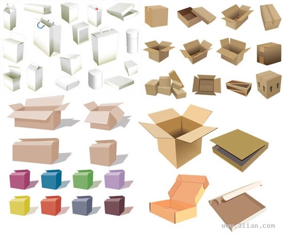 shopping box bags icons modern 3d sketch