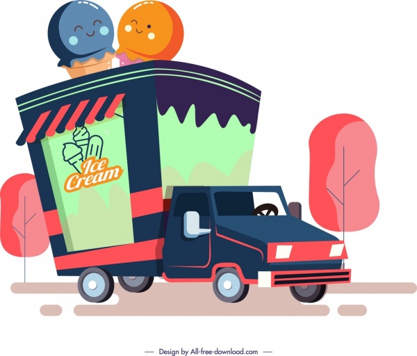 cream advertising background truck icon multicolored sketch