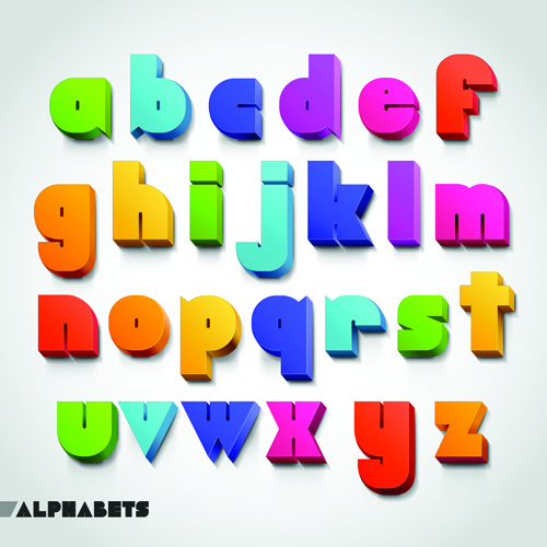 creative 3d colored alphabet design vector
