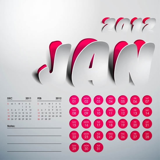 creative arts calendar 2012 calendar vector