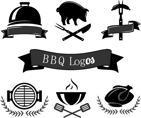 creative black bbq logos vector