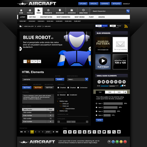 creative black template website vector design