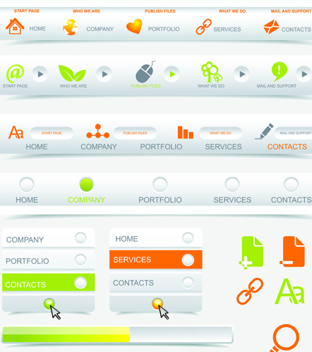 creative buttons and web menus elements vector