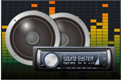 creative car radio with speakers vector 