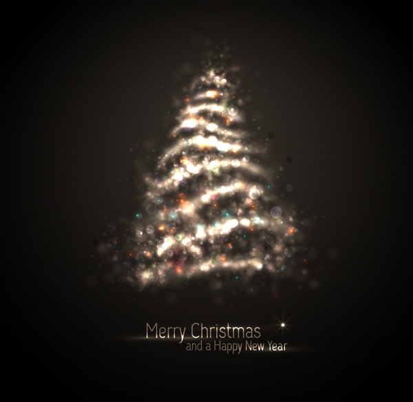 creative christmas tree background vector streamer effects