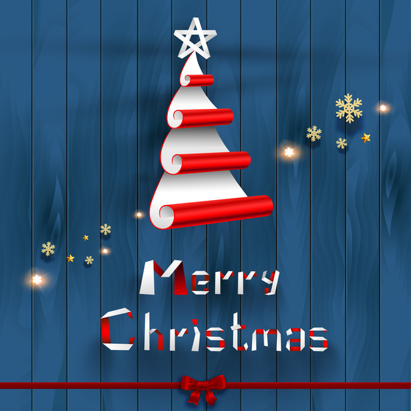 creative christmas tree on wood background