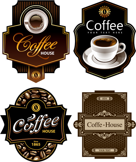 creative coffee labels elements vector
