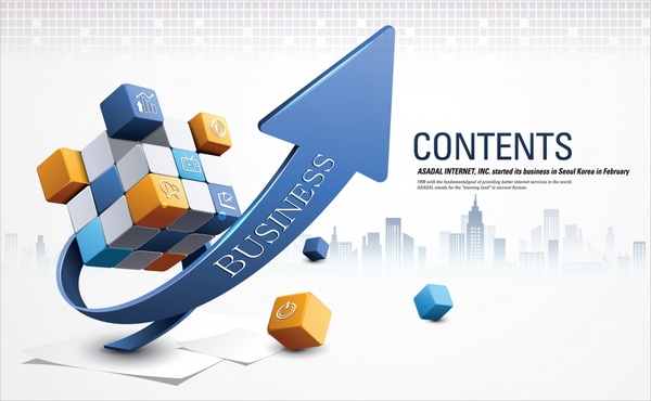 business strategy background cubes arrow sketch dynamic 3d