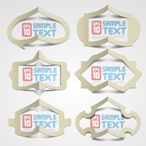 creative folded hollow paper text template vector 2