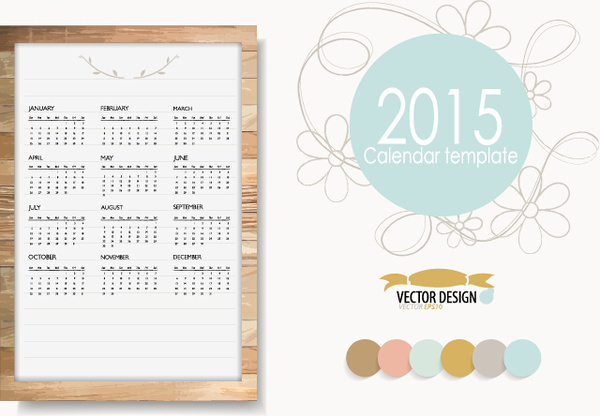 creative frame15 calendar with floral vector template