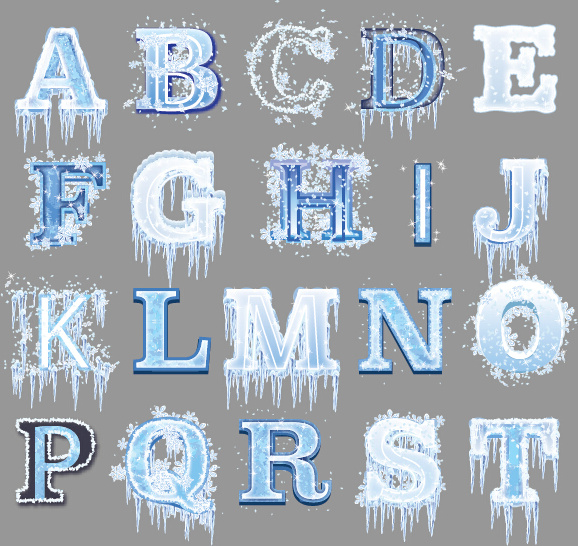 creative frozen alphabet vector