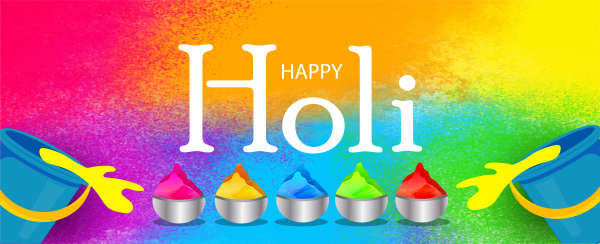 creative illustration of happy holi posterinvitation card and colorful background with realistic powder paint and calligraphic text vector
