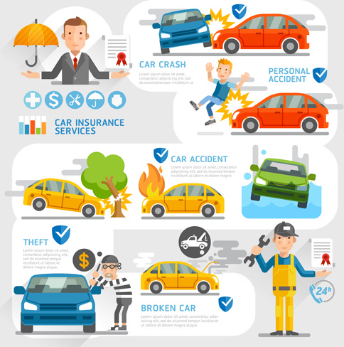creative insurance business infographic template vector