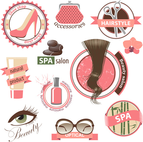 creative makeup logos and labels vector 