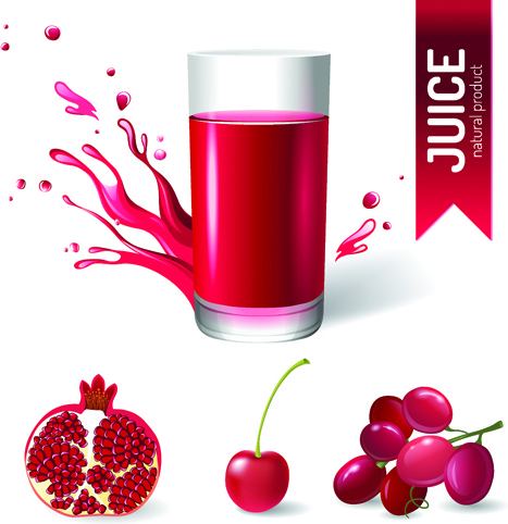 creative natural juice poster vector