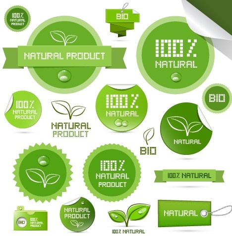 creative natural product stickers and labels vector