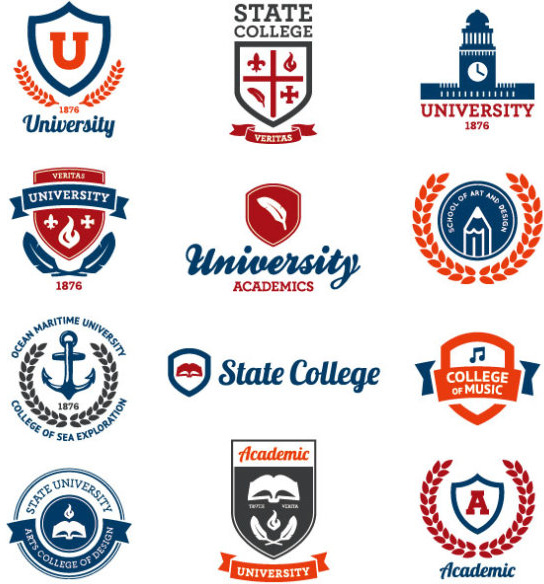 creative of school emblems vector