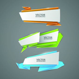 creative origami paper banner design vector set