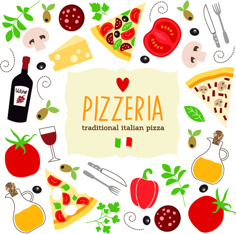 creative pizza design elements vector