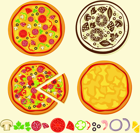 creative pizza design elements vector set