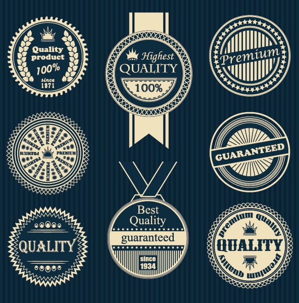 creative premium quality round labels with badge vector