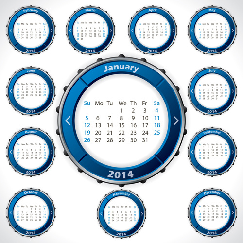 creative round calendars14 vector 