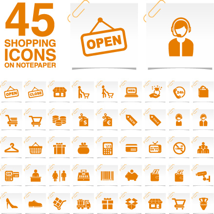 creative shopping icons stickers vector