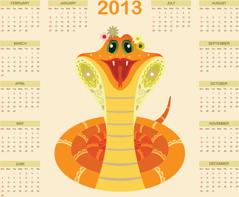 creative snake calendar13 design vector set