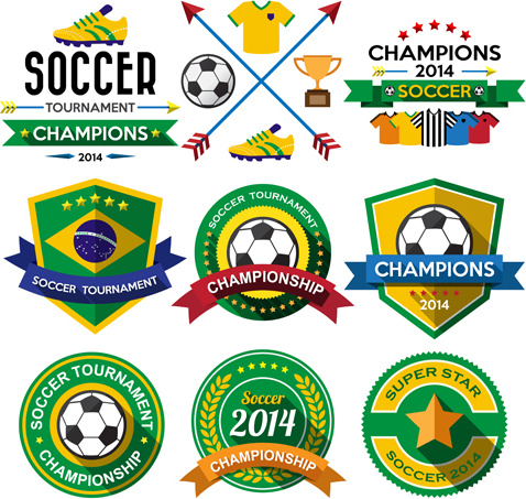 creative soccer vector labels set