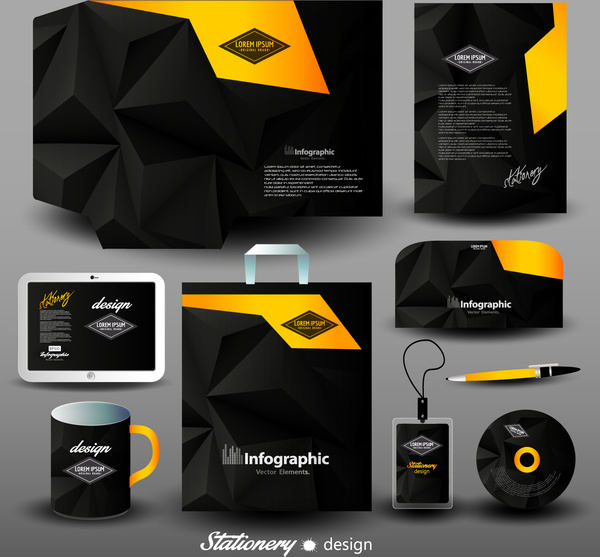 creative stationery cover kit vector set